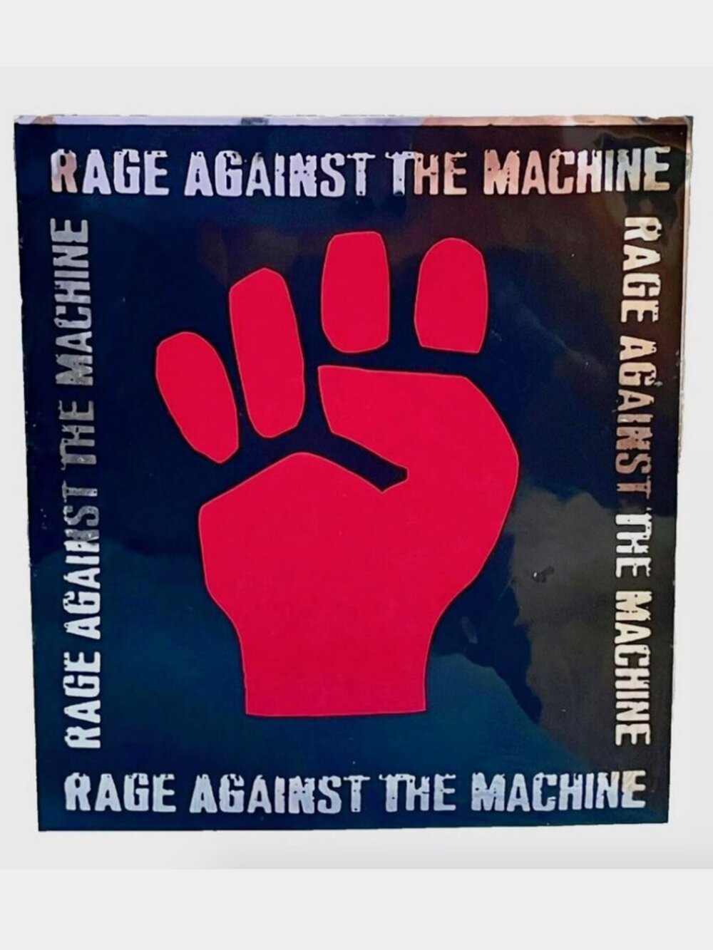 RARE RAGE AGAINST THE MACHINE RATM FIST METALLIC STICKER 4.5" x 5" DISC EXCHANGE